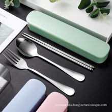 3pcs/set Cutlery Set Travel Portable Box Flatware Stainless Steel Spoons Forks Chopsticks Dinnerware Sets Kitchen Tableware
